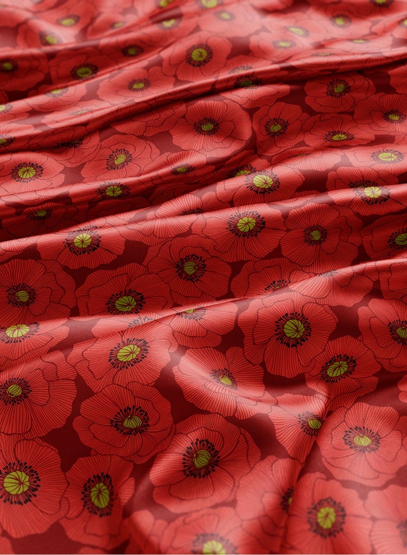 Vellato Al Lail Aramny Silk Fabric By The Yard Red Floral Pattern Jalabiya Makhweer Dressmaking 58 Inches Width - Image 3
