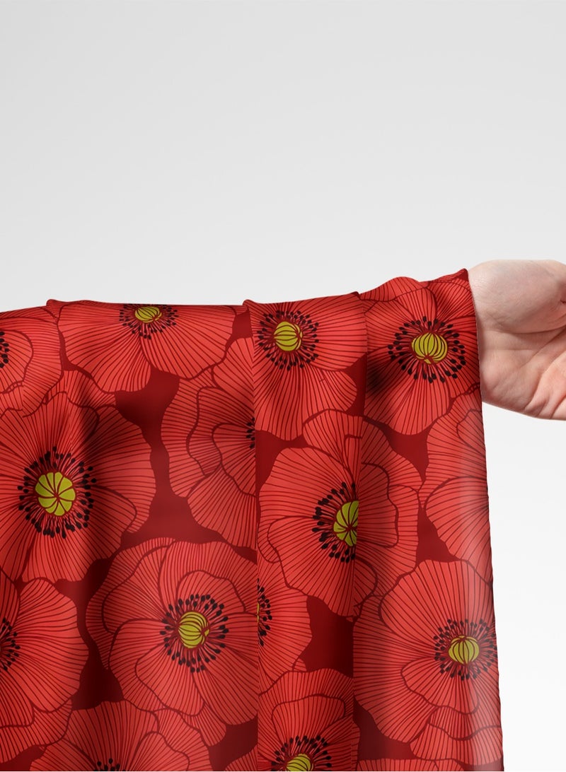 Vellato Al Lail Aramny Silk Fabric By The Yard Red Floral Pattern Jalabiya Makhweer Dressmaking 58 Inches Width - Image 1