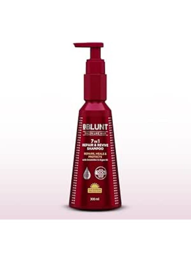 BBLUNT 7 in 1 Repair & Revive Shampoo for Upto 100% Damage Repair - 300ml | Addresses 7 Signs of Hair Damage | Enriched with Ceramides & Argan Oil - Image 1