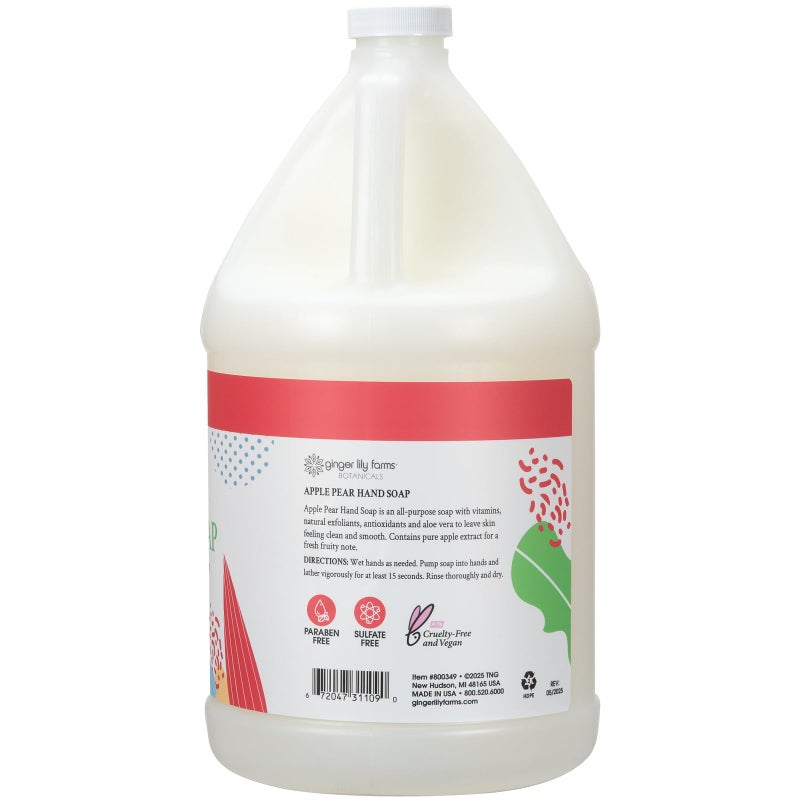 Ginger Lily Farms Botanicals All-Purpose Liquid Hand Soap Refill, 100% Vegan & Cruelty-Free, Apple Pear Scent, 1 Gallon (128 fl. oz.) - Image 2