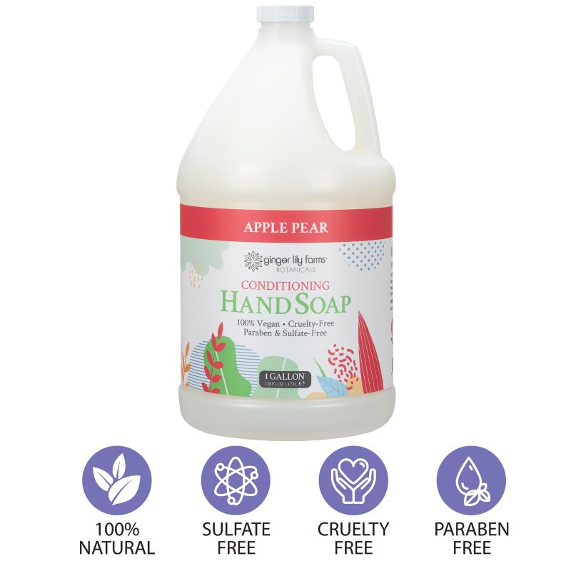 Ginger Lily Farms Botanicals All-Purpose Liquid Hand Soap Refill, 100% Vegan & Cruelty-Free, Apple Pear Scent, 1 Gallon (128 fl. oz.) - Image 5