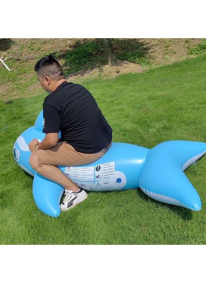 Generic - Dwl Flamingo Swimming Ring Inflatable Mount Unicorn Adult And Kidsren Floating Bed Water Red Crane Swimming Pool Floating-The Outer Diameter After Inflation:Single (without Pump)-Inner Diameter After Inflating:Sky Blue Whale - Image 1