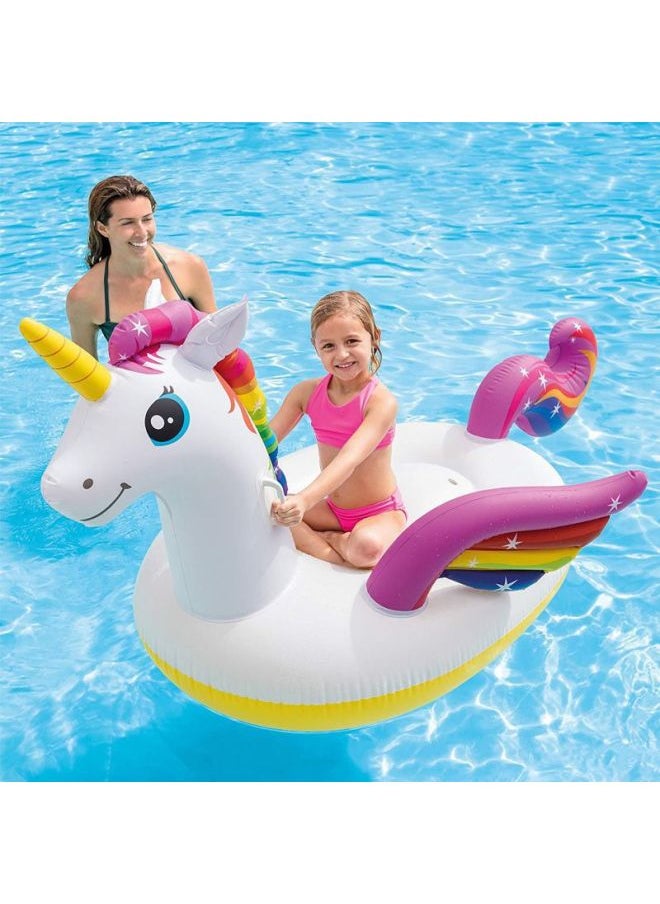 Generic - Dwl Flamingo Swimming Ring Inflatable Mount Unicorn Adult And Kidsren Floating Bed Water Red Crane Swimming Pool Floating-The Outer Diameter After Inflation:Single (without Pump)-Inner Diameter After Inflating:Sky Blue Whale - Image 1