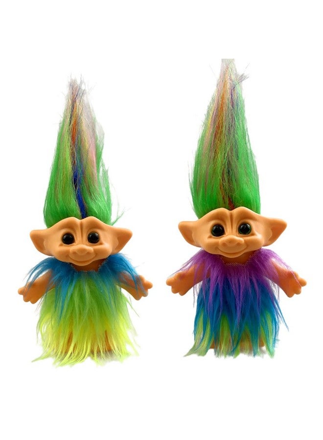 Yintlilocn 2Pack Retro Vintage Troll Dolls Set,Lucky Doll Chromatic Adorable for Collections, School Project, Arts and Crafts, Party Favors (Style3-Purple&Blue) - Image 1
