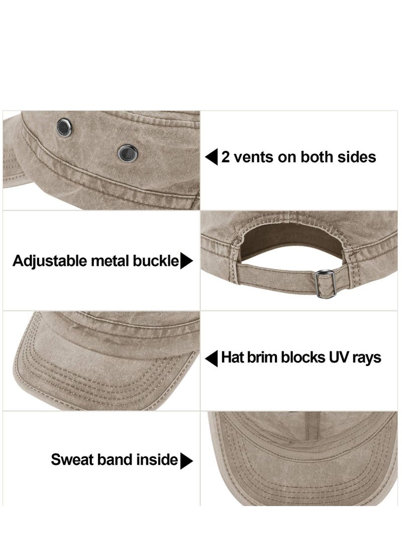 SYOSI Cadet Army Caps Military Flat Top Caps Washed Cotton Cadet Cap Adjustable Military Style Hat Unisex Baseball Cap (3 Pieces Blue, Black, Army Green)  - Image 5