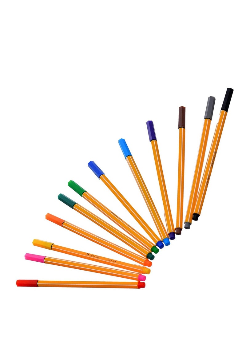 Sky Glory SkyGlory Betterfine pens Set of 12 pcs 0.4mm - Multi Color  - Image 2