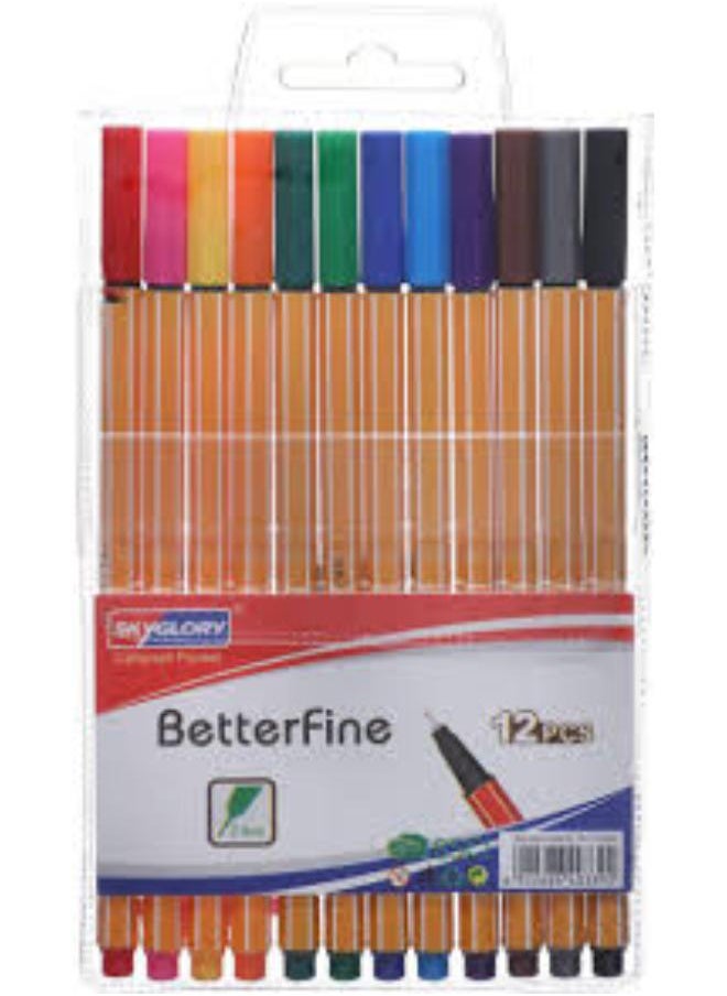 Sky Glory SkyGlory Betterfine pens Set of 12 pcs 0.4mm - Multi Color  - Image 1