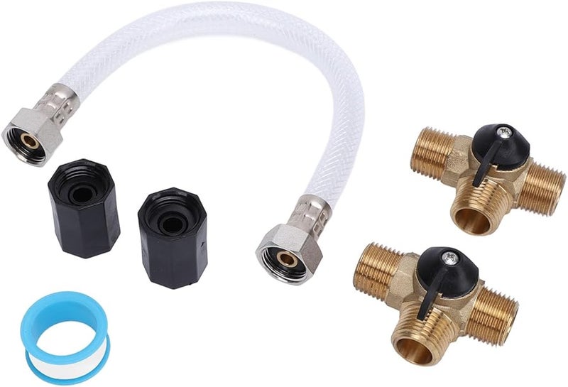 Ymiko 1 2 Inch Brass Tee Valve Water Heater Bypass Kit With Sealing Tape - Image 4