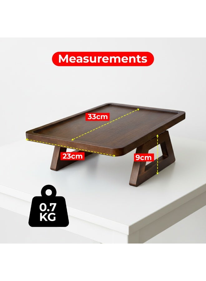 UKR Foldable Sofa Armrest Tray Table Bamboo Couch Arm Table with Secure Spiral Grip Space-Saving Sofa Side Table Alternative for Drinks, Snacks & Remotes Fits Arms 3" to 11"Wide (33 x 24 cm) (Brown) - Image 3