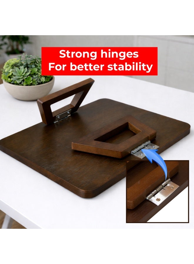 UKR Foldable Sofa Armrest Tray Table Bamboo Couch Arm Table with Secure Spiral Grip Space-Saving Sofa Side Table Alternative for Drinks, Snacks & Remotes Fits Arms 3" to 11"Wide (33 x 24 cm) (Brown) - Image 5