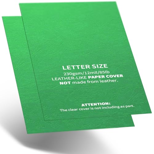 Binditek 100 Pack Grain Texture Paper Binding Presentation Covers, Letter Size, 13Mil, 90lb, 8.5 x 11 Inches, Un-Punched, Green - Image 2