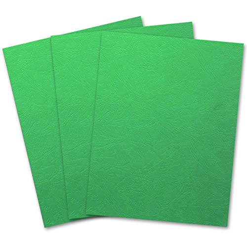 Binditek 100 Pack Grain Texture Paper Binding Presentation Covers, Letter Size, 13Mil, 90lb, 8.5 x 11 Inches, Un-Punched, Green - Image 1