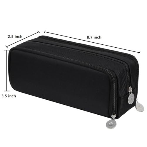 Chelory Big Capacity Pencil Case Large Storage Pencil Bag Pouch Marker 3 Compartment Stationery Pen Cases Holder for Adults School Office Organizer Gifts, Black - Image 3