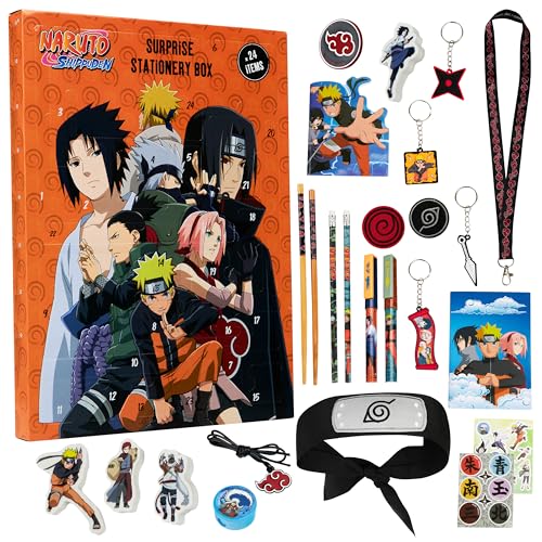Naruto Advent Calendar 2025 Kids Boys Girls Anime Stationery 24 Christmas Countdown Bandana Stickers Kawaii Gifts for Teens