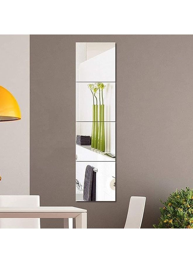 HOMESTAR Full Length Wall Mirror Tiles, 4 Pieces Frameless Stickers Self Adhesive Combination HD Make UP for Decor Living Room Vanity Bedroom - Image 1