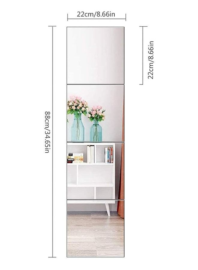 HOMESTAR Full Length Wall Mirror Tiles, 4 Pieces Frameless Stickers Self Adhesive Combination HD Make UP for Decor Living Room Vanity Bedroom - Image 5