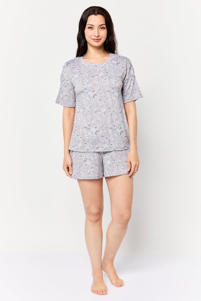 Jones New York Women 2 Pieces All Over Pajama Set, Grey - Image 2