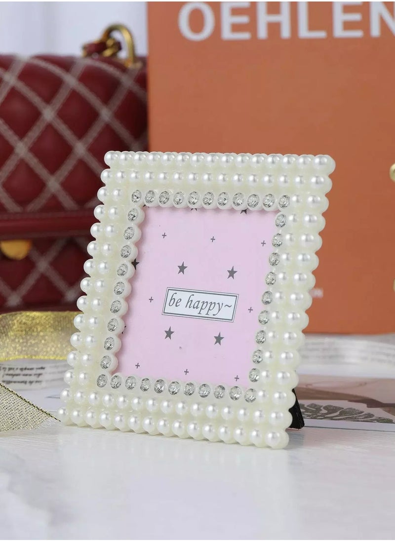 Generic 1pc Faux Pearl & Rhinestone Decor Photo Frame  - Image 1