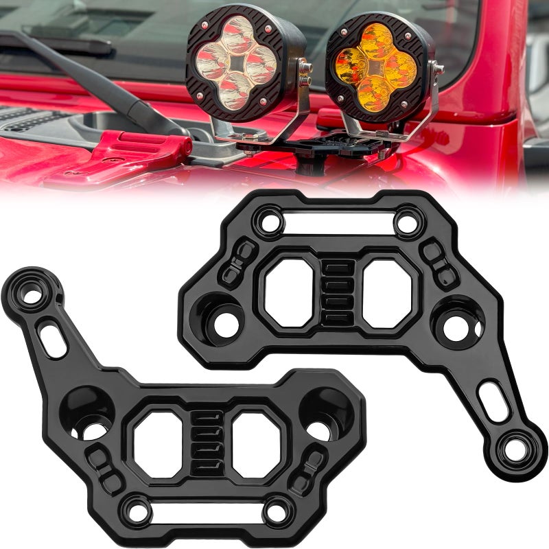 KARSAM Dual Light Bar Hood Mounting Brackets for 20182025 Jeep Wrangler JL JLU 4xe Gladiator JT Accessories Ditch Light Cowl Mounts Fog Light Mount APillar LED Light Pod Brackets 2 Count