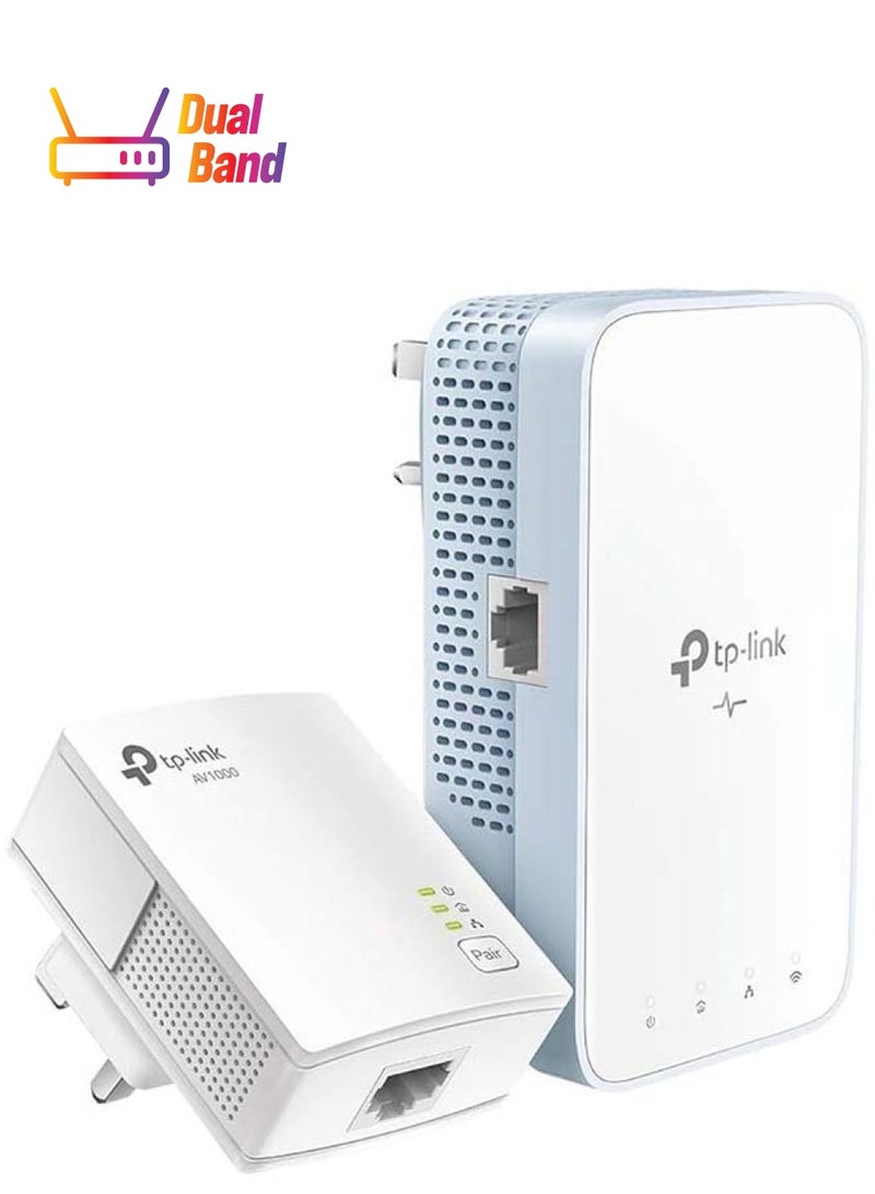 تي بي لينك مجموعة واي فاي TP-Link AV1000 Gigabit Powerline ac، موسع النطاق العريض/WiFi، معزز WiFi/نقطة اتصال، ما يصل إلى 300 متر عبر الأسلاك الكهربائية الموجودة، لا يتطلب تكوين، قابس المملكة المتحدة (TL-WPA7517 KIT) - Image 1
