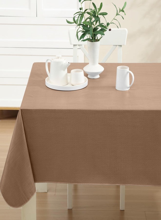 Newbridge Basketweave Vinyl Flannel Backed Tablecloth, 52 x 70 Inch Rectangle, Taupe, Basket Weave Textured Indoor Outdoor Waterproof Table Cover for Patio, Kitchen, Dining - Image 5