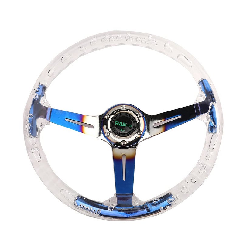 RASTP Acrylic Racing Steering Wheel, Gaming Steering Wheel Universal Fit for Race,Motorsport,Car Sim Driving(Blue) - Image 3