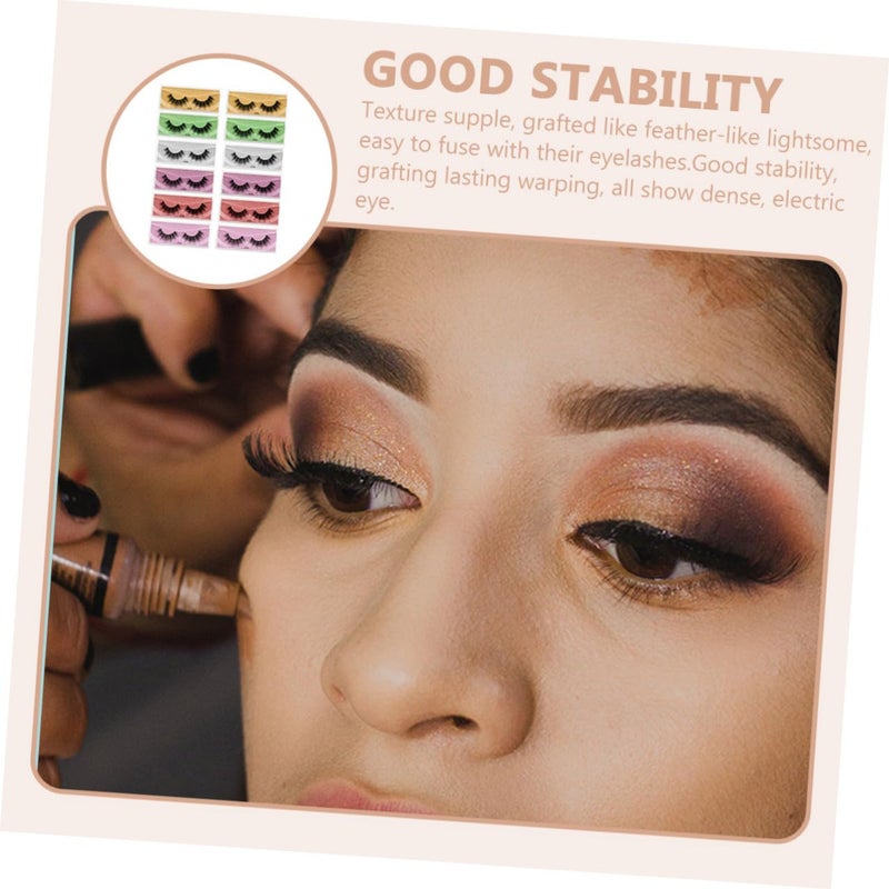 12 Pairs False Eyelashes Set Dense Vivid Natural Fake Lashes Colorful Base for Women Stage Performance and Dancing - Image 4