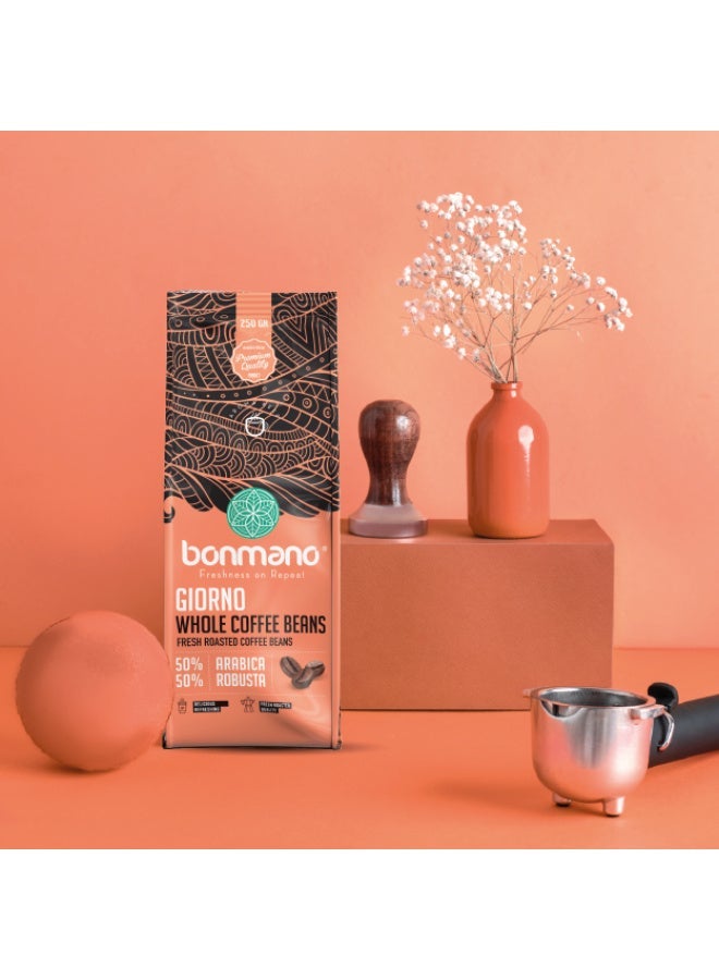Bonmano حبوب القهوة الكاملة بونمانو جورنوا محمصة طازجة 50% أرابيكا 50% روبوستا - 250 جرام - Image 4