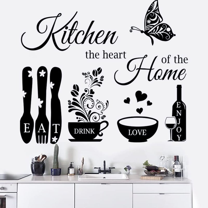 Kitchen Wall Stickers  The Heart of The Home Quotes Decals Vinyl Wall Sign Art Decor for Dining Room and Living Room