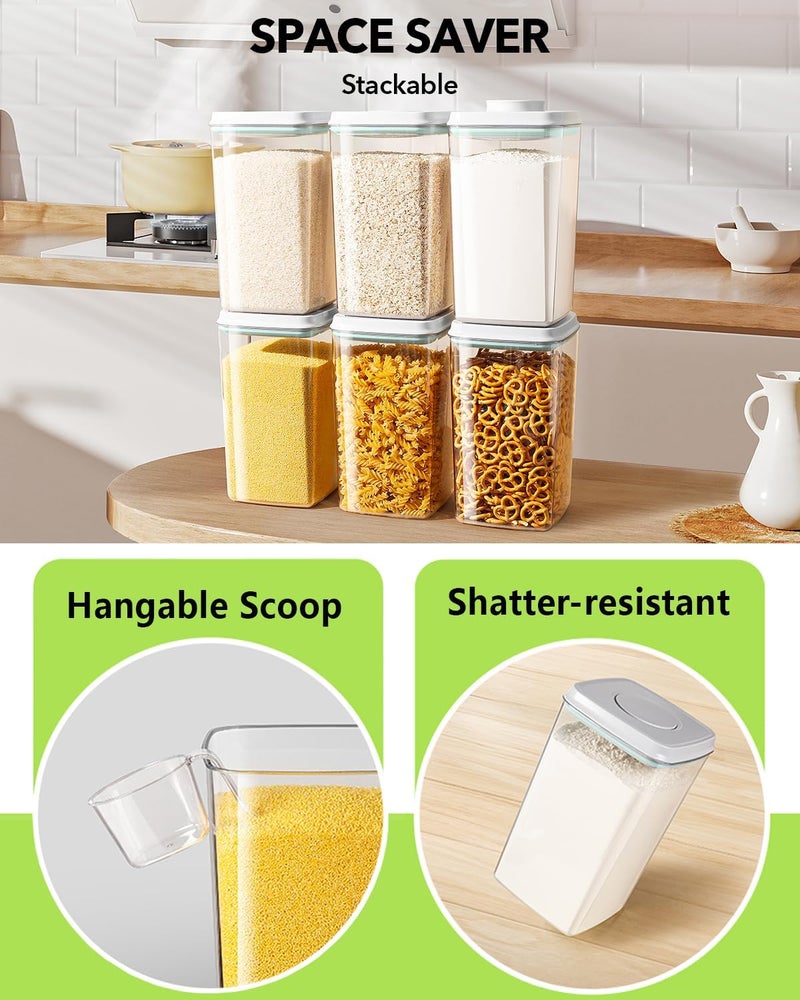 Ankou Airtight Pop Food Storage Container with Lid & 130ml Scoop, 4L/4.2qt BPA-Free Cereal, Rice, Flour, Pasta & Snack Container, Stackable & Durable,Kitchen Pantry Organizer - Image 4