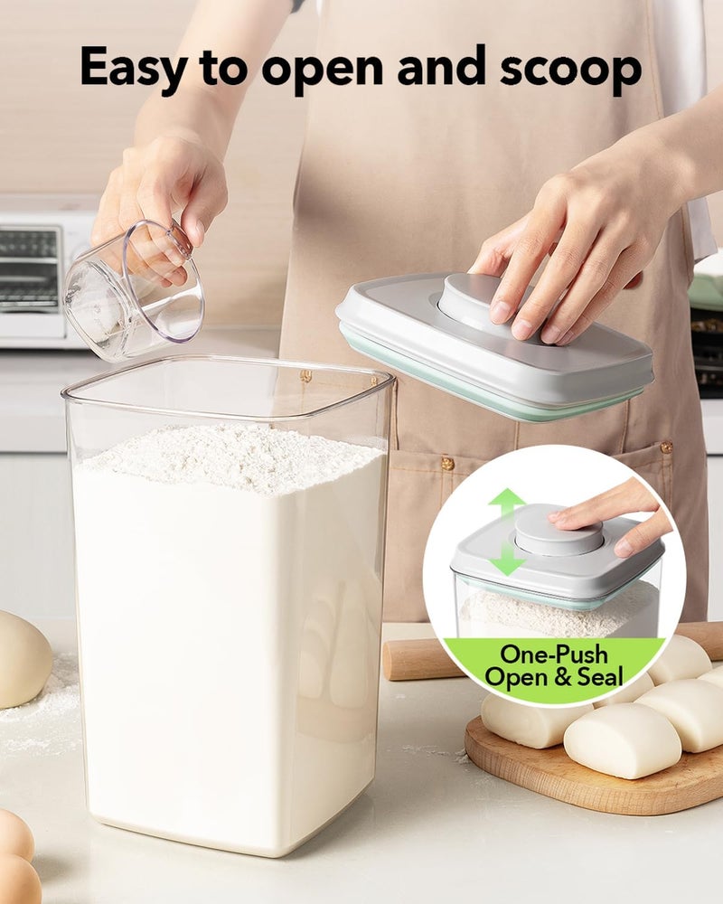 Ankou Airtight Pop Food Storage Container with Lid & 130ml Scoop, 4L/4.2qt BPA-Free Cereal, Rice, Flour, Pasta & Snack Container, Stackable & Durable,Kitchen Pantry Organizer - Image 2