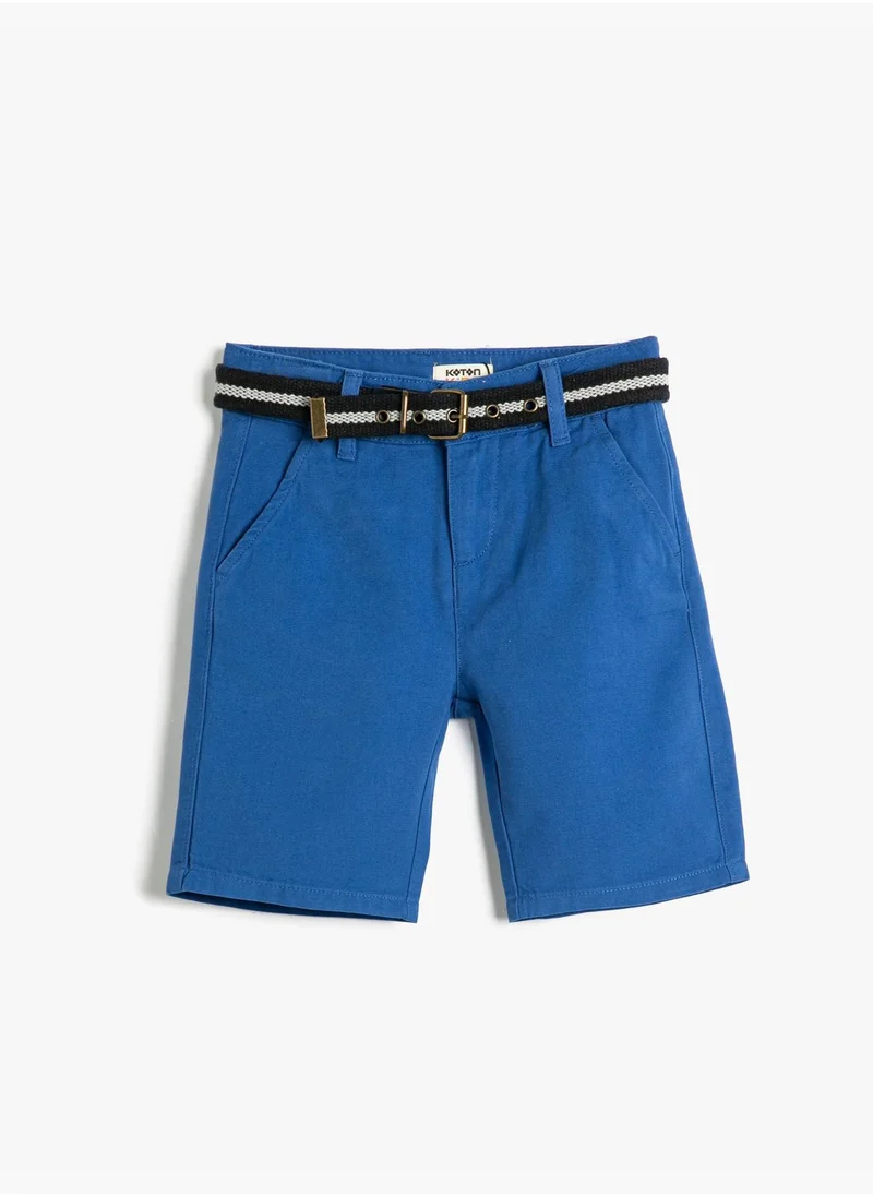 KOTON Chino Shorts Belt Detail Pockets Cotton