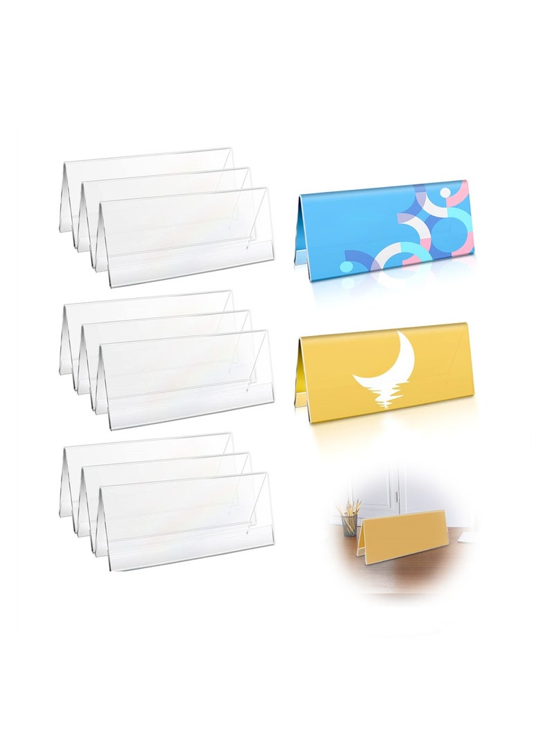 Excefore Acrylic Name Plate, 10 Pack Plastic Name Tents Table Number Holders, Food Price Label Display Desk Nameplates for Classroom Office Meeting Restaurant Menu (4" x 8.2", V-Shaped) - Image 1