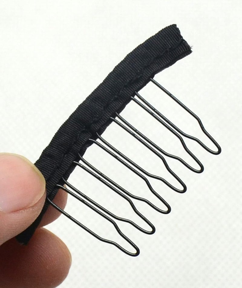 Jozlynn 12 pcs Wig Combs for Making Wig6 Teeth Wig Clips Stell Tooth For Hairpiece Caps DIY 12 pcs Black