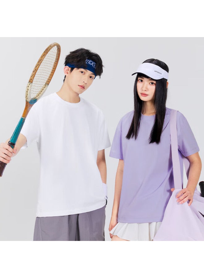 Mingchuang Youpin Miniso Solid Color Short Sleeve Undershirt For Men, Heavyweight Athletic Casual Antibacterial T-shirt, Summer Half Sleeve Z Purple M - Image 3