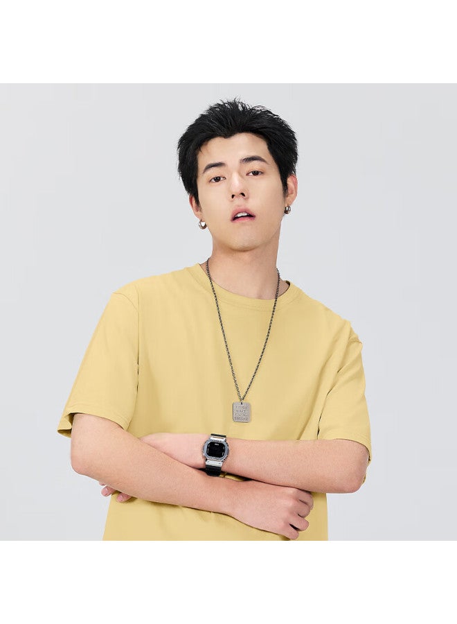 Mingchuang Youpin Miniso Solid Color Short Sleeve Undershirt For Men, Heavyweight Athletic Casual Antibacterial T-shirt, Summer Half Sleeve Z Purple M - Image 5