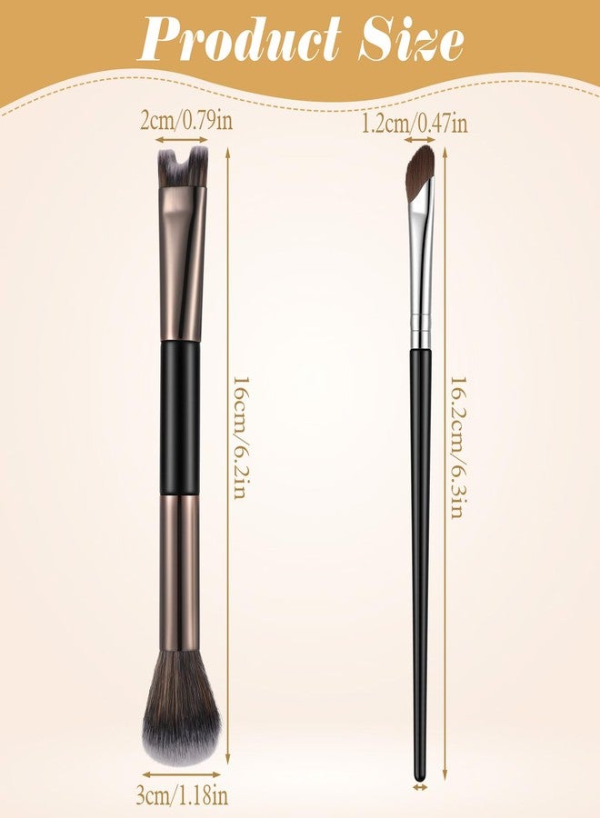Xosjska 2PCS Nose Contour Brushes, 2-in-1 U-Shaped Brush and Fluffy Brushes, Small Angled Eye Shadow Brush Dual Head Nose Brushs Set Practical Makeup Tools for Highlight, Blush, Contouring, and Defining - Image 3