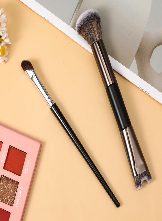 Xosjska 2PCS Nose Contour Brushes, 2-in-1 U-Shaped Brush and Fluffy Brushes, Small Angled Eye Shadow Brush Dual Head Nose Brushs Set Practical Makeup Tools for Highlight, Blush, Contouring, and Defining - Image 5