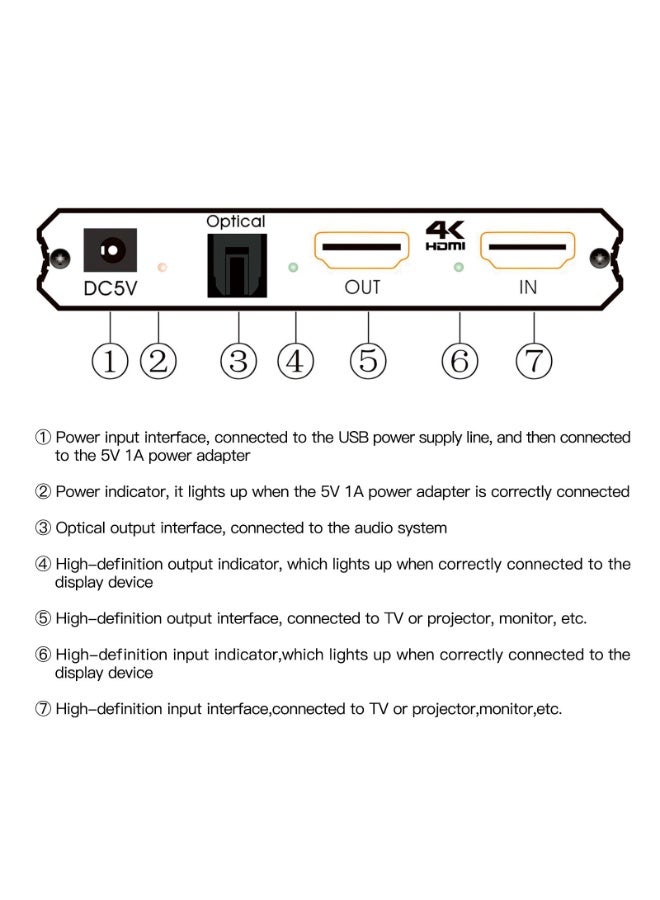 olayks 4K@60Hz HDMI Audio Extractor, HDMI 2.0 Audio Converter with Optical SPDIF + 3.5mm Stereo + R/L Audio Output, Support HDCP2.2, HDR, 3D, Volume Control, Compatible with PS5, Xbox, TV, Monitor, Blu-ray Player, PC - Image 3
