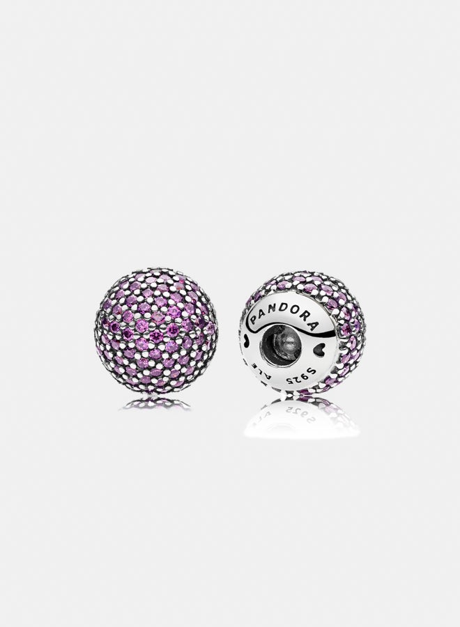 PANDORA Interchangeable silver end caps with fancy purple cubic zirconia 4771