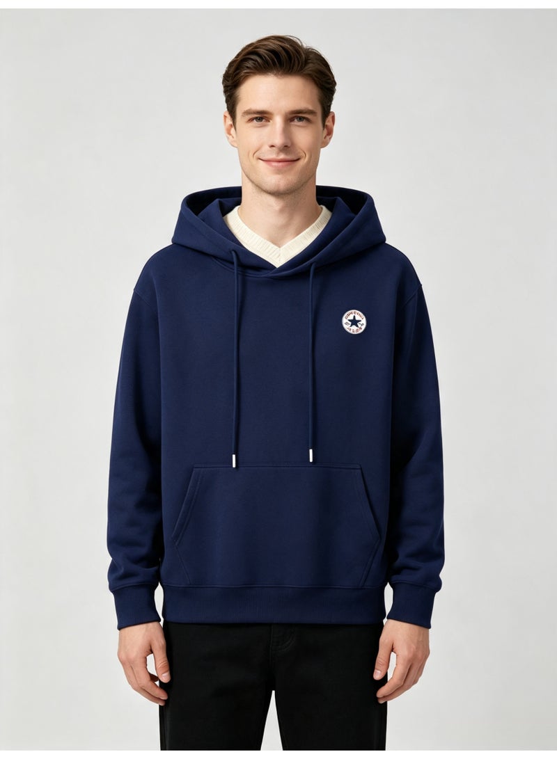 كونفرس CONVERSE Men's and women's basic hooded autumn loose pullover sweater - Image 3
