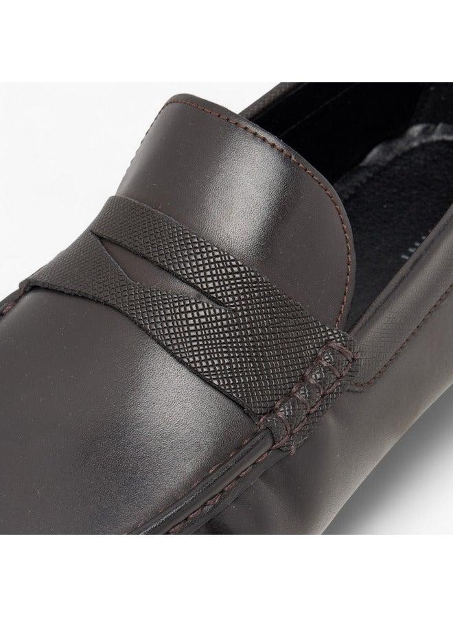 DUCHINI Men's Solid Slip-On Moccasins with Cut-Out Detail - Image 4