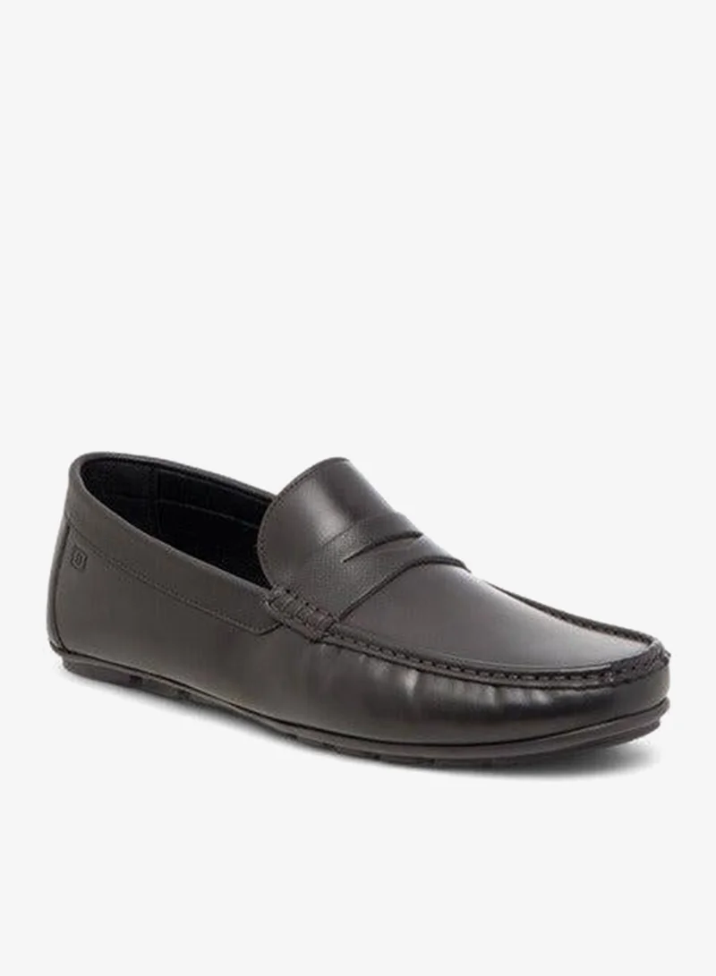 DUCHINI Men's Solid Slip-On Moccasins with Cut-Out Detail