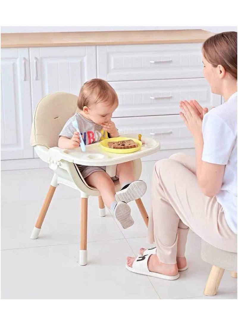 GT-Wheel Baby Dining Chair 3 in 1 Portable High Chairs Adjustable Height Foldable Toddler Seat Safe Toddler's Dining Chair with Meal Tray for Your Baby (green+blue) - Image 4