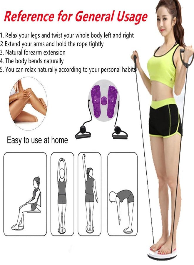 Funvalley Surperfect Ab Twist Waist Disc Board,Adjustable Waist Trainer Twisting Disc with Handles,Waist Slimming Balance Rotating Disc with Massage Foot Sole for Slimming Waist Arms Hips and Thighs (Purple B) - Image 4