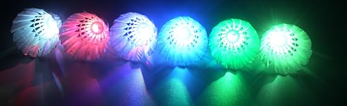 Inngree LED Badminton Birdies, LED Colourful Shuttlecock Dark Night Goose Feather Glow Birdies Lighting Outdoor Indoor Sport Activities (Colourful-6pcs) - Image 2