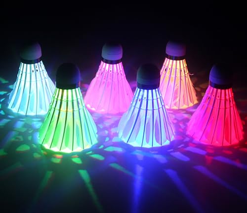 Inngree LED Badminton Birdies, LED Colourful Shuttlecock Dark Night Goose Feather Glow Birdies Lighting Outdoor Indoor Sport Activities (Colourful-6pcs) - Image 4