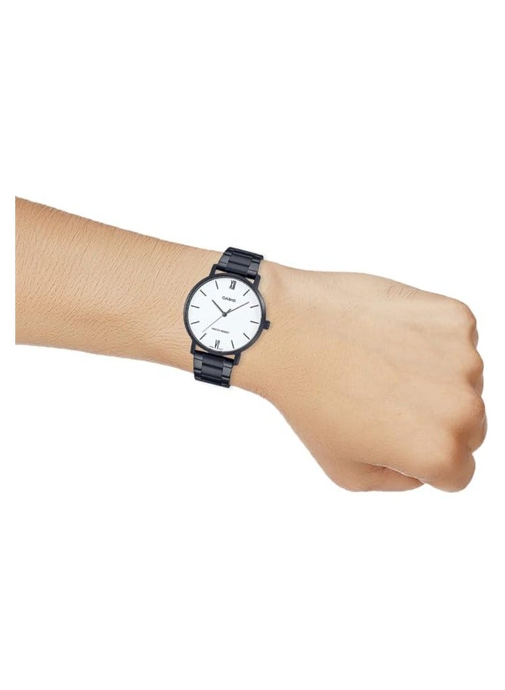 كاسيو ساعة كاسيو للرجال مينا ابيض بسوار ستانلس ستيل MTP-VT01B-7BUDF. - Image 2