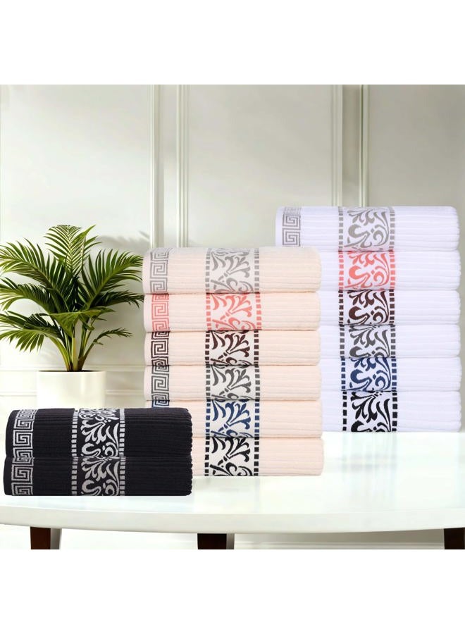 Superior 6-Piece Cotton Towel Set, Decorative Greek Pattern, Home Essentials, Absorbent Towels, Bathroom Decor, Spa, Resort, Includes 2 Hand, 2 Face and 2 Bath Towels, Athens Collection, Grey - Image 5