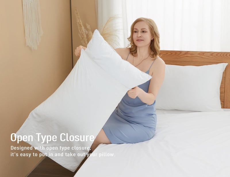 Sunflower Queen Pillowcases Set of 2, 100% Cotton Queen Pillow Cases 2, 20×30 inches Bright White, Soft and Breathable - Image 4